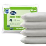 Silentnight Anti Allergy Firm Pillows 4 Pack – Firm Support Pillows with Fibre Core Ideal for Side Sleepers and Neck and Shoulder Pain Relief – Hypoallergenic – Pack of 4, White