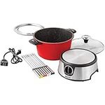 Starfrit The Rock Electric Fondue 13PC Set - 3L - Nestable Components - Quick Release Magnetic Cord - 1500W