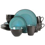 Gibson Elite Soho Lounge Reactive Glaze Stoneware Dinnerware Set, Service for 4 (16pcs), Teal