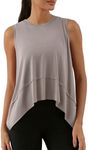 ODODOS Women's Sleeveless Crop Top Athletic Gym Workout Tee Cropped Yoga Tank, Light Beige, Large