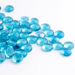 Meschett 50PCS Mini Glass Gems,Sea Blue Mancala Stones Flat Bottom Marble Beads for Home Decorative Art Craft Vase Filler(1.3cm~1.8cm)