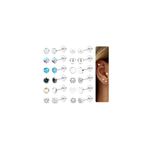 JeweBella 12 Pairs Flat Back Earrings Surgical Steel Earrings Studs for Women Men Hypoallergenic Stud Earrings 20G Cartilage Earrings Moonstone Opal CZ Turquoise Sleeper Earrings for Sensitive Ears