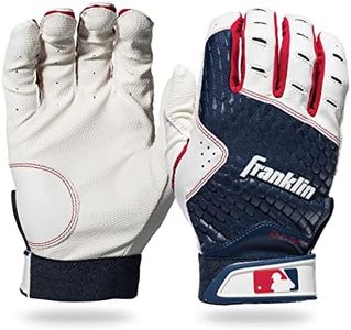 Franklin Sports MLB Batting Gloves - 2nd Skinz Youth Batting Gloves - Baseball + Softball Gear - Kids White/Navy Pair - Youth Small