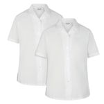 ZECO (Pack of 2) Girls Short Sleeve Revere Collar School Shirts (4-16+ Years) White