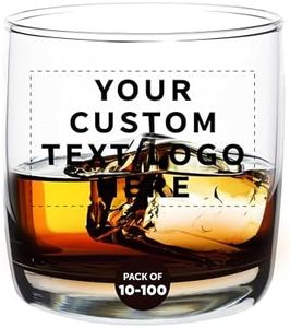 Custom Whiskey Glasses 10 oz Set of 100, Personalized Bulk Pack - Heavy Base Old Fashioned Glass, Perfect for Scotch, Bourbon, Whiskey, Cocktail - Black