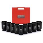 Mayouko 9PCS 1/2 Inch Drive Deep Metric Impact Socket Set, 29mm - 38mm, Spindle Axle Nut Sockets, Metric, Deep, 6-Point, CR-MO