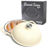 Enameled Cast Iron Bread Pan with Lid, 11” Bianco Perla (White) Bread Oven Cast Iron Sourdough Baking Pan, Dutch Oven for Bread - Segretto Cookware