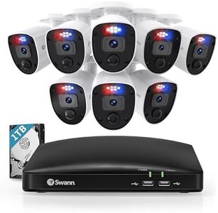 Swann Enforcer 8 Channel 8 Camera DVR Security Camera System with 1TB HDD, 1080p HD Video, Indoor or Outdoor Wired Surveillance CCTV, Colour Night Vision, Heat Motion Detection, LED Lights, 846808