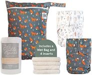LA PETITE OURSE 2 One-Size Reusable Pocket Diapers With 4 Bamboo Inserts, 1 Wet bag and 1 Biodegradable Liner Roll (100 sheets) per - The Perfect Trial Kit - Little Fox