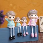 eCraftIndia Happy Family Set Sitting Doll Figurines Showpiece - Gift for Valentines Day, Anniversaries, Birthdays (Polyresin, Multicolor)
