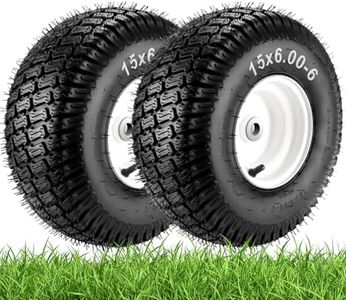 【Upgraded】15x6.00-6" Lawn Mower Tires with 3/4" Iron Bushing, 3" Offset Hub 4 Ply Heavy Duty Replacement for Craftsman Mower, Garden Lawn Tractors 2-Pack by Cenipar