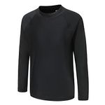 Big Boys Rash Vest Long Sleeve Rash Guard Swimming Top Kids Swim Shirt Black Age 11-12 Years