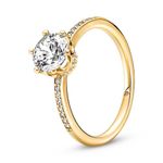 Pandora Passions Sparkling Crown 14k gold-plated ring with clear cubic zirconia, 56