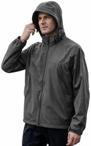 EIGIOO Men's Lightweight Hooded Windbreaker Softshell Rain Jacket