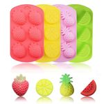 HASTHIP® Fruit Molds 4Pcs Food-Grade Silicone Molds with Dripper Fruit Shape Kitchen Molds Baking Tool 6-Grid Kitchen Molds for Chocolate, Candy, Mousse, Ice Cube & Jelly