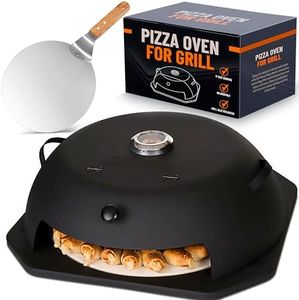 HeatGuard Pro Geras Pizza Oven for Grill - Grill Top Pizza Oven For Outdoor Camping - Pizza Stone, Pizza Peel Kit - Portable Backyard BBQ Pizzas Maker Charcoal, Pellet, Propane Gas Wood Attachment
