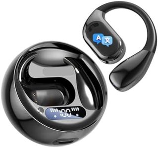 Wireless Earbuds, AI Translation Earphones, Bluetooth 5.4 Open-Ear Bone Conduction Headphones, Sweatproof Sports Ear-Hook Design, for Running,Gym,HiFi Stereo,Power Display (AI Translation, Black)
