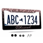 License Plate Frame Pink Blessed Car Cover Tag Holder Frames for Women Metal Aluminum Rustproof License Plate Cover for Standard Us Canada License Plate Holder 12" x 6"