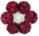 DuHouse Artificial Bigger Silk Hydrangea Flower Heads with Stem Real Touch Fake Hydrangea Flower Bouquets for Wedding Home Party Garden Centerpiece Pack of 6(Burgundy)