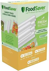 FoodSaver Vacuum Sealer Bags & Rolls | Variety Pack for Airtight Food Storage and Sous Vide | Keeps Food Fresh up to 5X Longer | 6 Rolls and 6 Bags