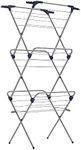 SONGMICS Foldable Clothes Airer, Clothes Drying Rack, Compact Clothes Horse Dryer, Laundry Rack, Steel Frame, 42 x 62.5 x 150 cm, 15 m Drying Space, Indoor Outdoor Use, Grey LLR715G01