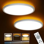 slochi 2pack 12in LED Flush Mount Ceiling Light Fixture with Remote Control, Nightlight 1800K Warm, 3000K-6500K Adjustable, Low Profile Ceiling Lights for Bedroom Kitchen Living Room Hallway, White