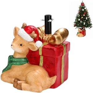 BUTILIVEEN Christmas Tree Stand Base for Artificial Trees, Reindeer Statue with Decorative Gift Box Design - Tree Stand and Collar Alternative for Holiday Display