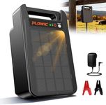 Solar Electric Fence Charger 10 Miles, 0.20J Solar Powered Fence Energizer with 5W Panel & 10400mAh Battery, Portable Electric Fence Kit for Livestock, Chicken, Dog & Garden Protection, Day/Night Mode