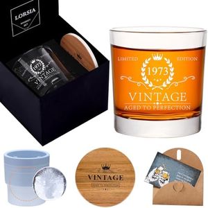Regalos de cumpleaños número 51 para hombres y mujeres, juego de vasos de whisky en caja de regalo, decoraciones de cumpleaños número 51 para él, papá, marido, aniversario de 51 años, ideas de regalos
