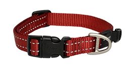 Rogz Utility Large 3/4" Fanbelt Side-Release Reflective Dog Collar, Red