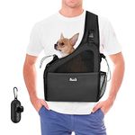 Eyein Pet Puppy Sling Carrier, Up to 6-15.8lbs Hand Free Cat Dog Papoose, Hard Bottom Support Small Animal Travel Tote Bags with Breathable Mesh Adjustable Padded Strap Safety Belt Machine Washable