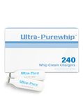 Ultra-Purewhip N2O Cream Chargers - 8g Premium Stainless Steel Whipped Cream Charger Cartridges for Major Whip Cream Makers - Pure & Flavor Neutral N2O Chargers with Long Shelf Life - 240 Pack