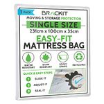 Single Size - Mattress Bag For Moving, Transport, And Storage - Self-Adhesive - Waterproof - Easy-Fit - Mattress Cover, And Protector, For Moving, Transport, And Storage