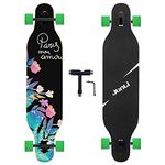 Junli 41 Inch Freeride Longboard Skateboard - Skateboard Cruiser for Cruising, Carving and Downhill（Flowers）