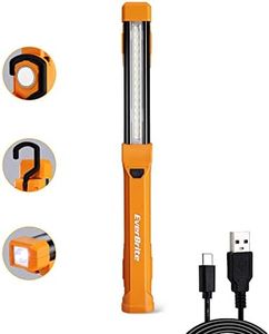 EverBrite 1000LM LED Work Light, Rechargeable Work Light for Mechanics with Dual Magnetic Bases&Hanging Hooks, 4 Lighting Modes, USB C Cable, for Car Repairing, Working, and Hurricane, Pack of 1