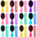 24 Pack Mini Hair Brush Hair Combs Set,12 Small Pocket Travel Detangling Brush Soft Bristles 12 Wet Dry Detangler Hair Brushes Plastic Hair Comb Bulk for Women Girls Kids (Stylish Colorful)