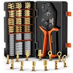 SOMELINE® Crimping Tool Set with 12 Sizes Wire Connector Set, Crimp Plier 0.25-2.5mm²(AWG 24-14) Non-Insulated Open Barrel Terminals Wire Splices Brass Spade Connecto