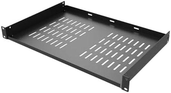 QiaoYoubang 1U Disassembled Universal Rack Shelf Steel, 12" Vented Cantilever Rack Tray for 19” Network Equipment Shelf Mounting, Black (12 inch)