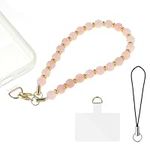 KALIONE Marble Beaded Cell Phone Wrist Strap with Tether Tab, Detachable Cellphone Lanyard Hands-Free Wrist Strap, Adjustable Phone Strap for Women