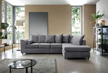 Abakus Direct Large Corner Sofa - Jumbo Cord L Shaped Sofas for Living Room with Luxury Deep Filled Cushioning | Contemporary Large Chaise Lounge Sofa in Cord Grey | W272xD164xH90 (Large Right Facing)