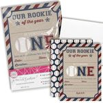 Rookie of The Year Baseball Themed 1st Birthday Party Invitations for Boys, 20 5"x7" Fill in Cards with Twenty White Envelopes by AmandaCreation