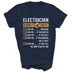 Funny Electrician Gifts Electrician Hourly Rate Unisex Shirt Gift Men Women T-Shirt (Navy;XL)