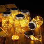 Solar Fairy Lantern Lights, 4Pack 30Leds String Light Solar Hanging Mason Jar Glass Lamps, Outdoor Waterproof Decoration for Garden Patio Lawn