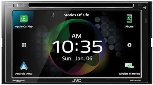 JVC KW-V960BW Built in Wi-Fi for Wireless CarPlay Android Auto, CD/DVD 6.8" LCD Touchscreen Display, AM/FM, Bluetooth, MP3 Player, USB Port, Double DIN, 13-Band EQ, SiriusXM, Class D Amp, Car Radio