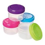 Sistema To Go Containers Salad Dressing Food Storage Containers with Lids 35 ml BPA-Free Blue, Green, Pink & Purple Lids 4 Count