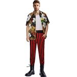 FOGHORN Adult Men Ace Ventura Costume Outfit Classic Movie Shirt Vest Striped Pants Belt Halloween Cosplay Full Set, Multicolor, XL