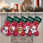 Ugiftcorner Personalized Christmas Stockings 1 Pack 21" Red Velvet Christmas Stockings with Green Cuff Lovely Penguin Stockings Christmas for Family Kids Large Xmas Decoration for Home Holiday