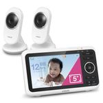 [Newly Upgraded] VTech VM350-2 Video Monitor with Battery supports 12-hr Video-mode, 21-hr Audio-mode, 5" Screen, 2 Cameras, 1000ft Long Range, Bright Night Vision, 2-WayTalk, Auto-onScreen, Lullabies