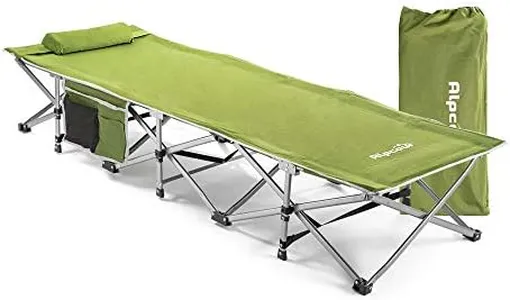 Alpcour Folding Camping Cot – Extra Strong Single Person Small-Collapsing Bed in a Bag w/Pillow for Indoor & Outdoor Use – Deluxe Comfortable Extra Heavy Duty Design Holds Adults & Kids Up to 440 Lbs