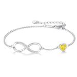 CDE Infinity Heart Symbol Charm Link Bracelet for Women 925 Sterling Silver Stainless Steel Adjustable Anniversary Jewelry Christmas Birthday Gifts for Women Wife Girlfriend Her (Sterling Silver-11-Nov.)